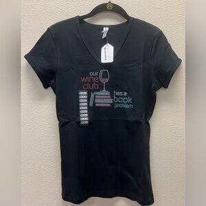 Chris’s Stuff - New With Tags - Medium  Black Graphic Women's Top Wine Club